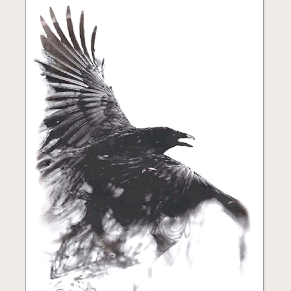 🍉5 for $25* 8-Inch Crow Temporary Tattoo